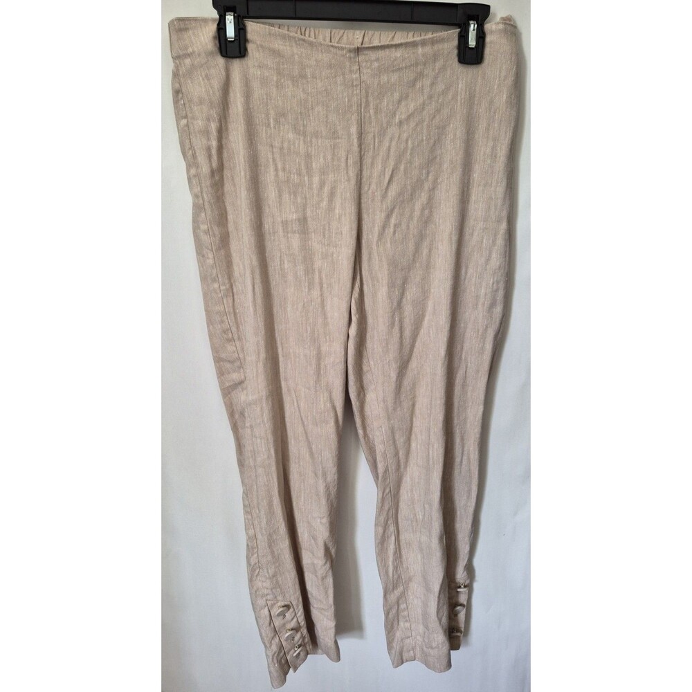 J.Jill Linen Blend Beige Cropped Pants Button Accent Size S